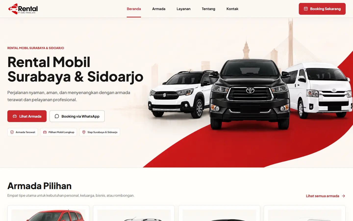 Azbu Trans Jaya — Business Website · Rental Mobil
