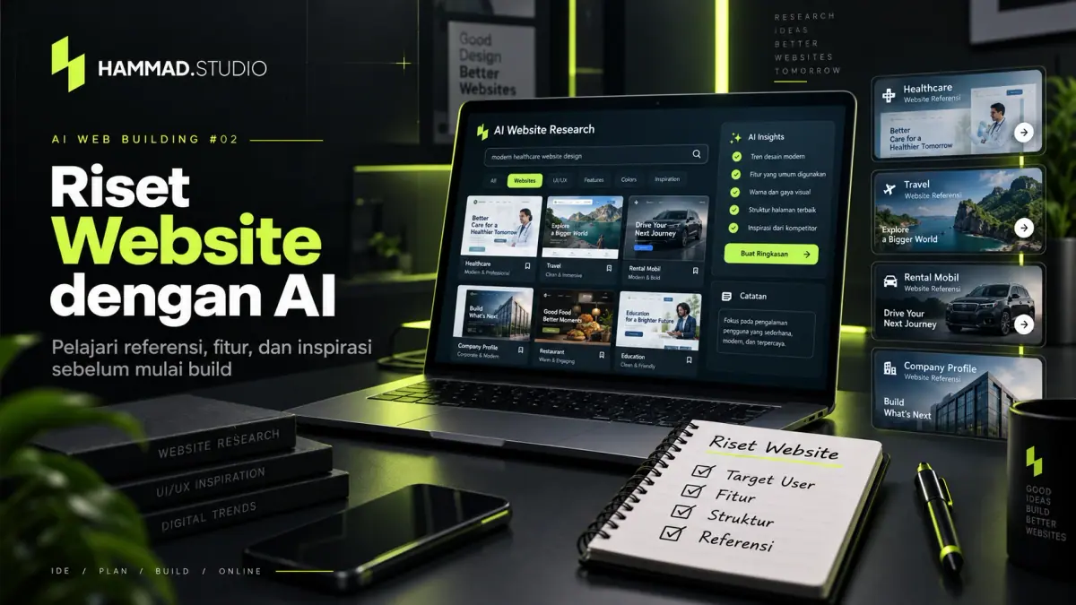 Cover tutorial AI Web Building #02 — Riset Website dengan AI