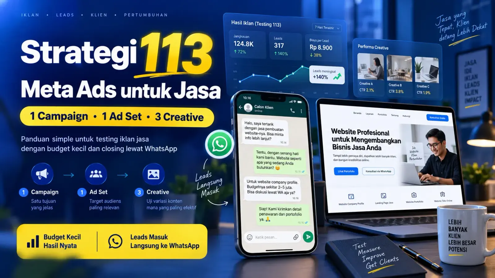 Cover tutorial Strategi 113 Meta Ads untuk Jasa